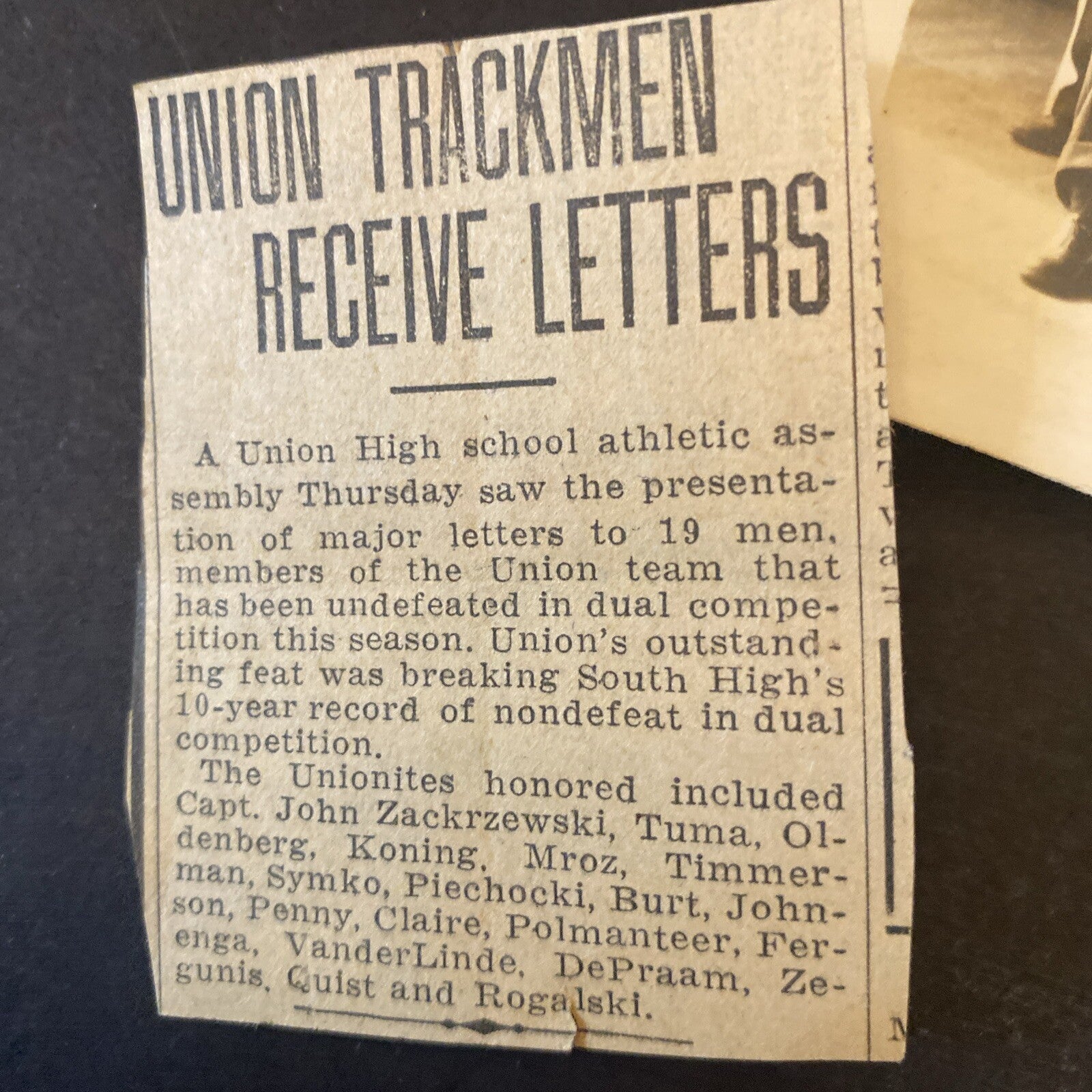 1930 Real Photo Union High School Grand Rapids Michigan  MI Athlete Photograph