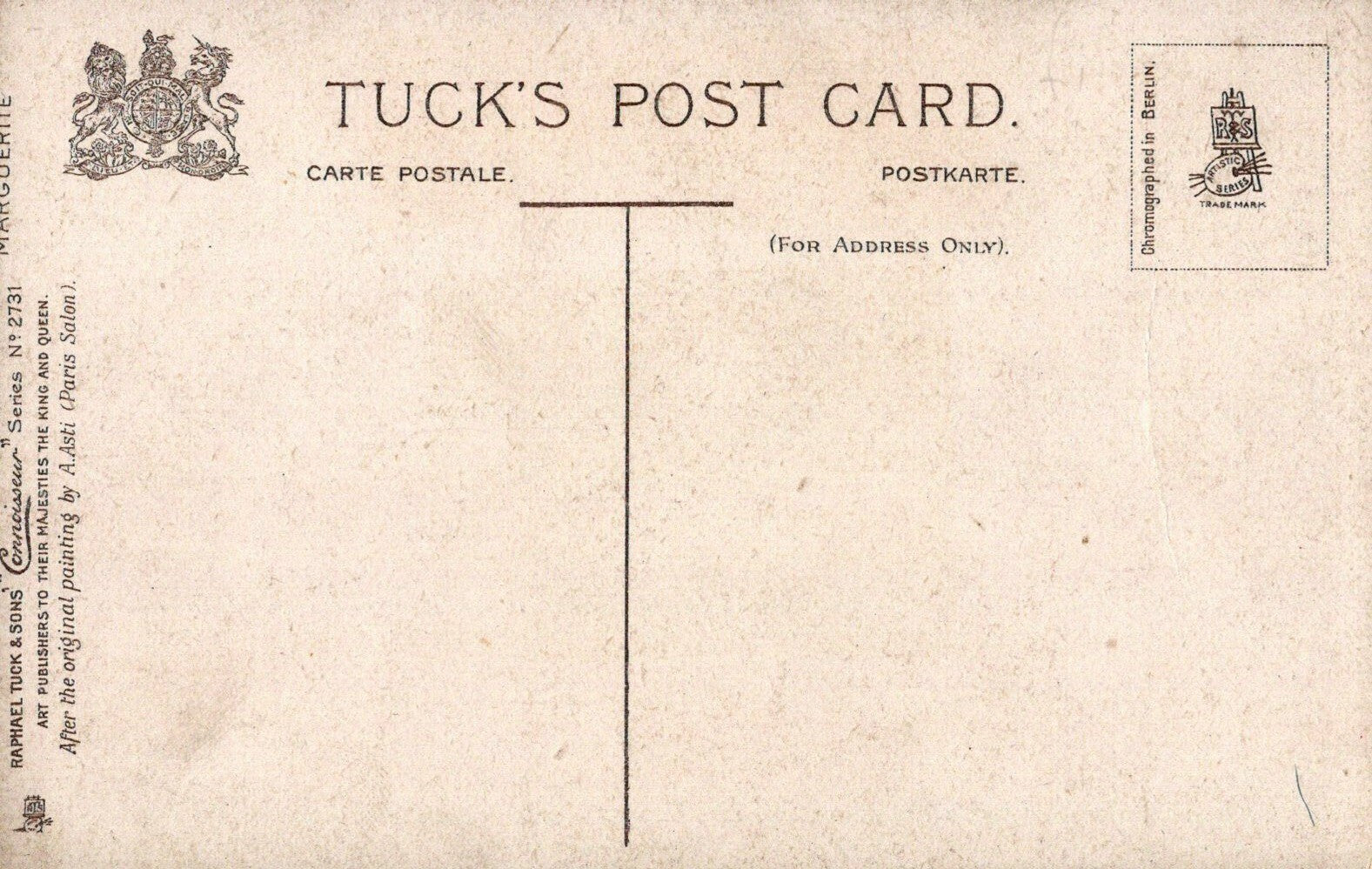 Artist Signed A Asti Raphael Tuck Connoisseur Series No 2731 Marguerite Red Bow