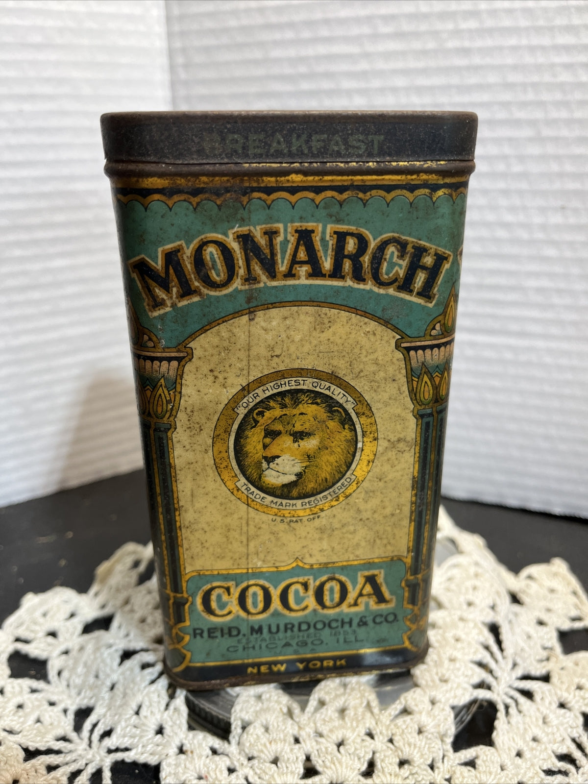 VINTAGE EMPTY MONARCH BREAKFAST COCOA TIN CAN