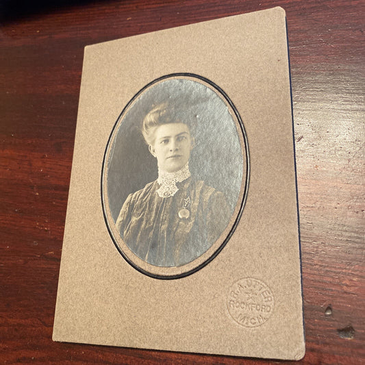 Victorian Real Photo Cabinet Card Rockford Michigan MI R A Utter Rockford MI 
