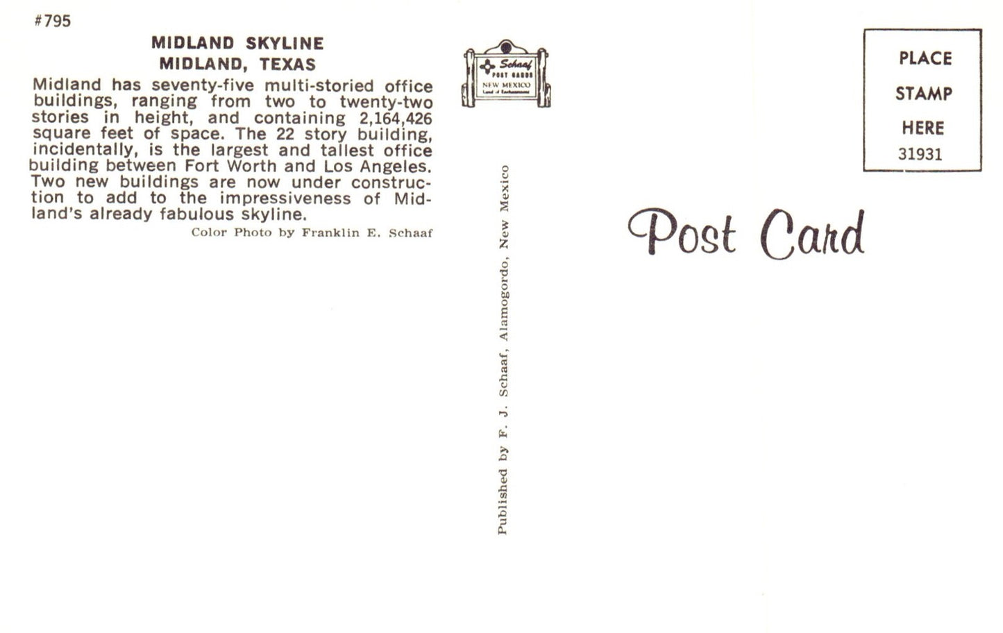 Midland Skyline in Midland Tex Texas TX Postcard