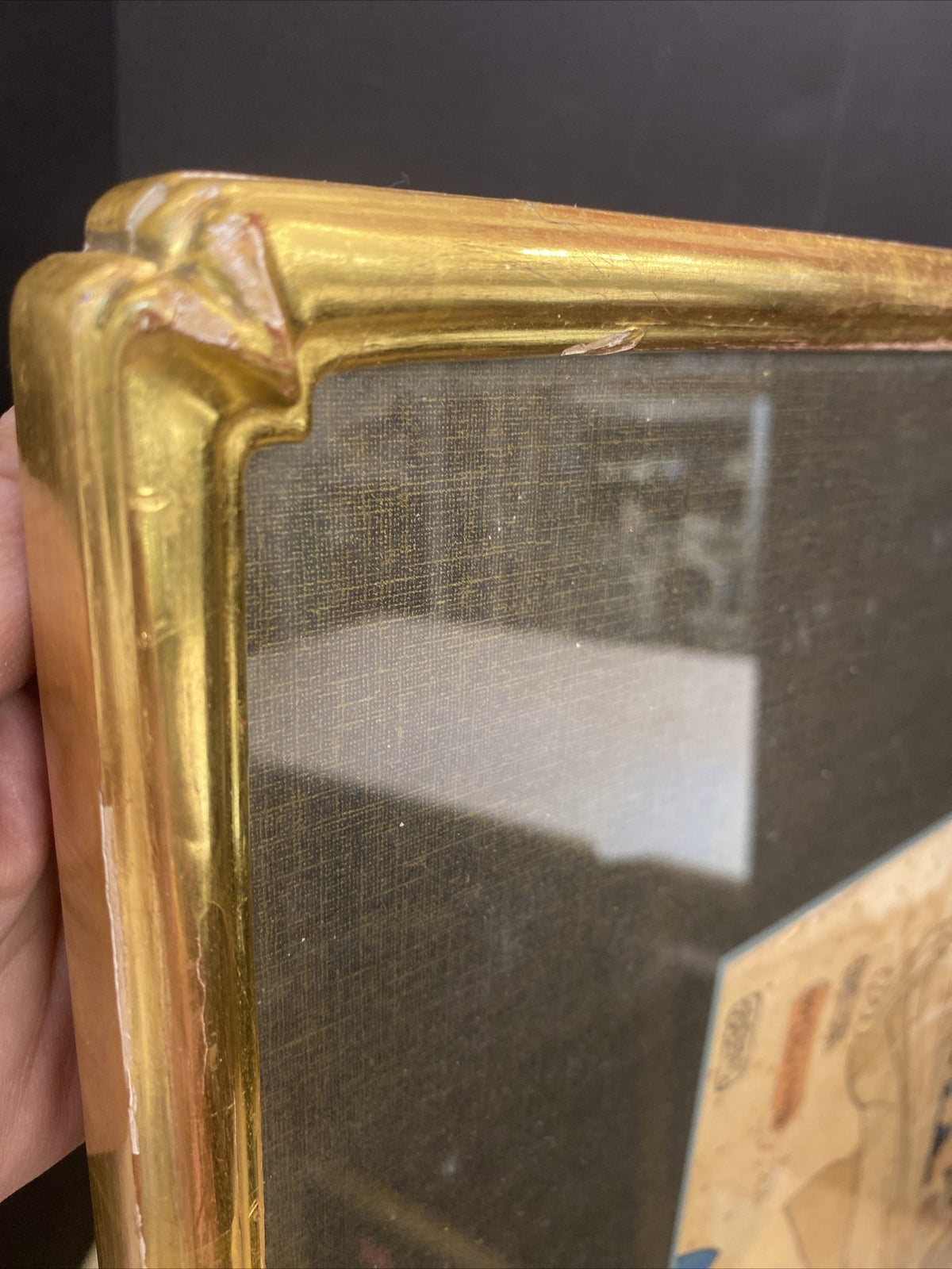 1920's 24" x 18.5"Chinese Gold Framed  & Matted Water color print  1 of 2