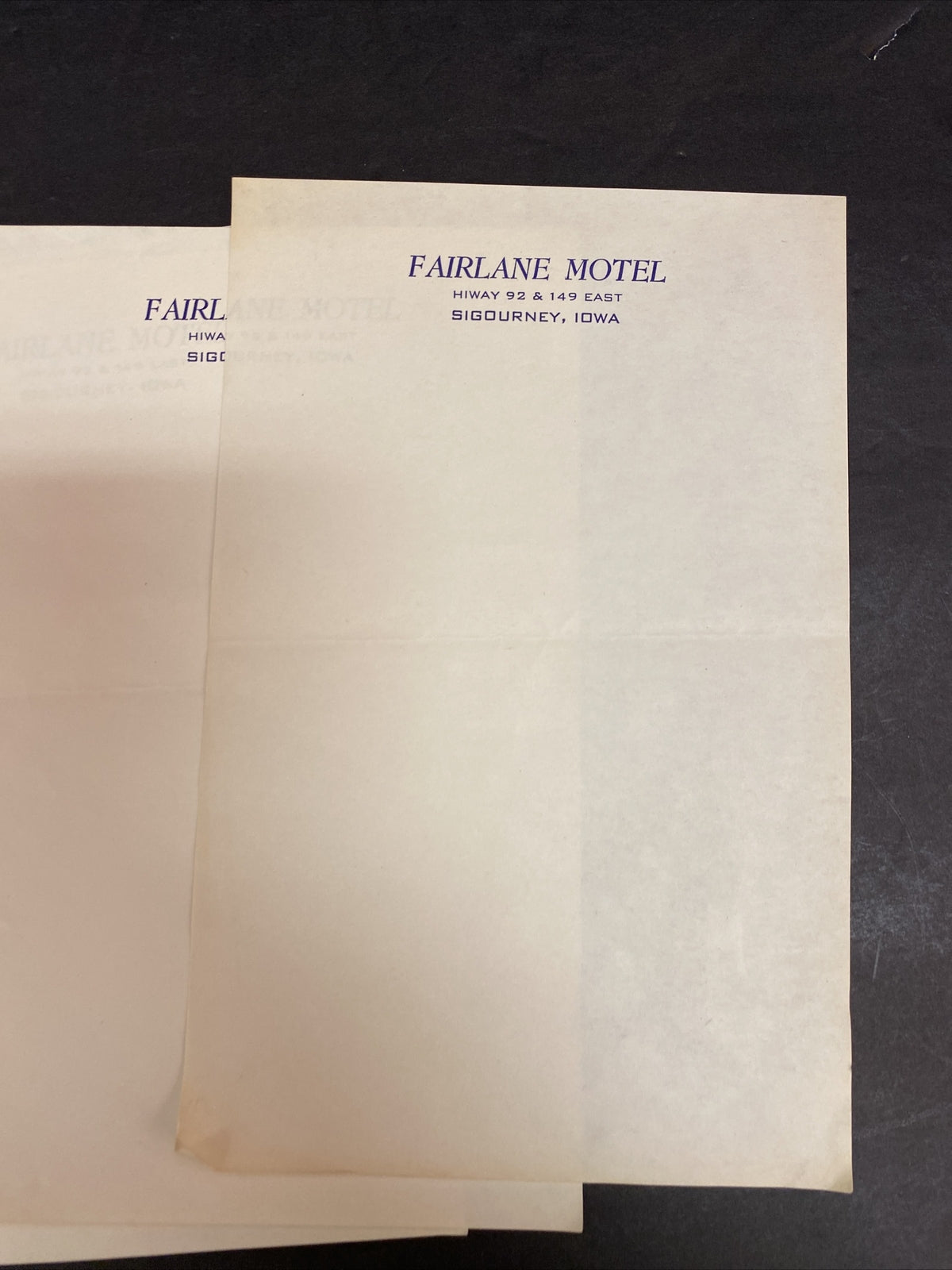 Fairlane Motel Sigourney Iowa IA Vintage Hotel Stationary 4 Sheets