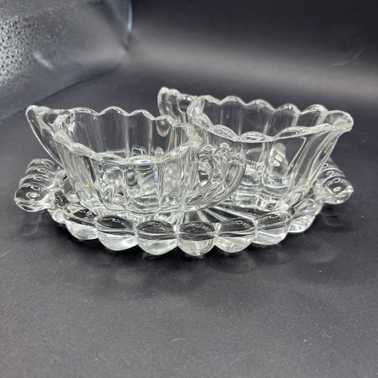 Heisey Glass Co Antique Cream & Sugar With Tray.