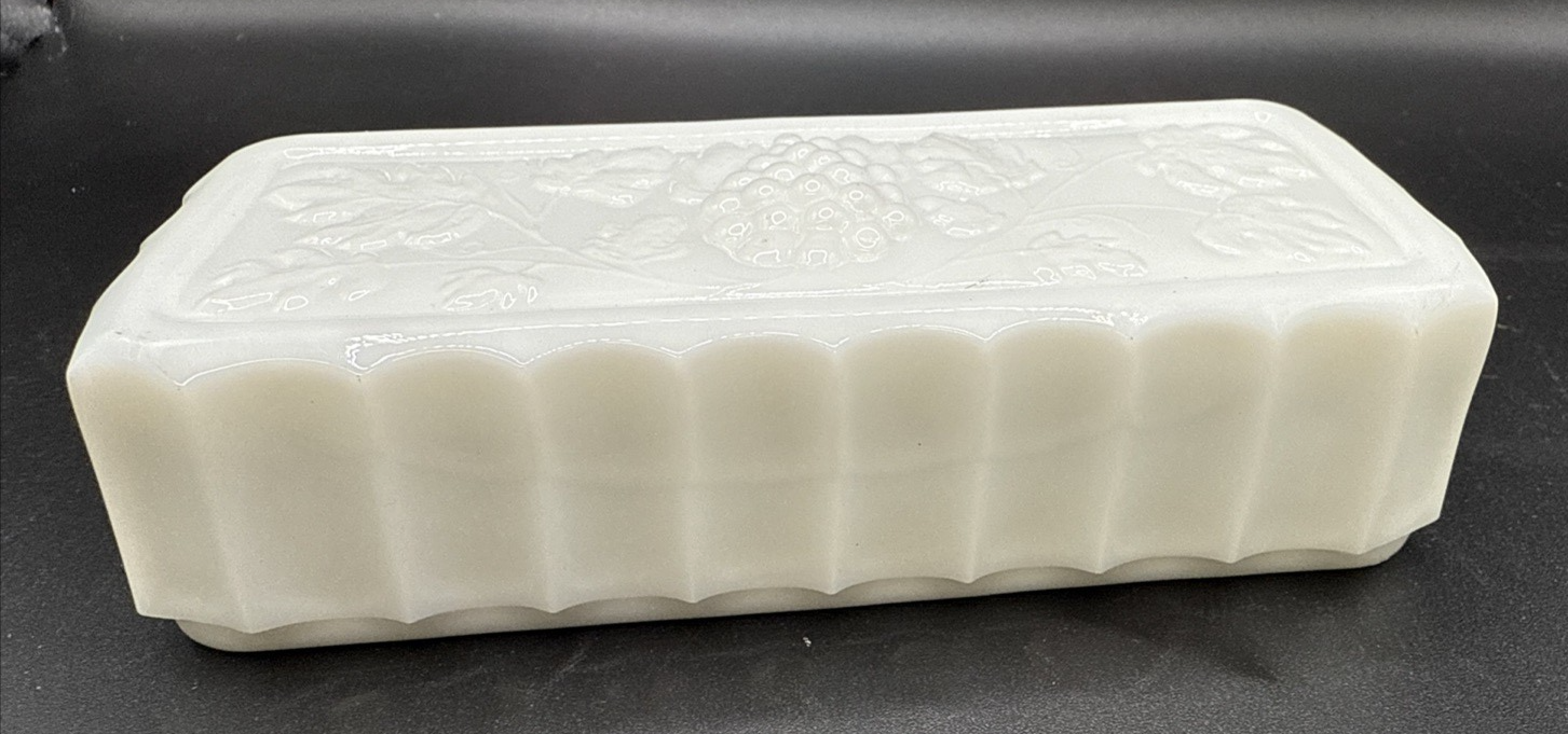 Westmoreland Covered Butter Dish White Milk Glass Paneled Grape - TOP ONLY