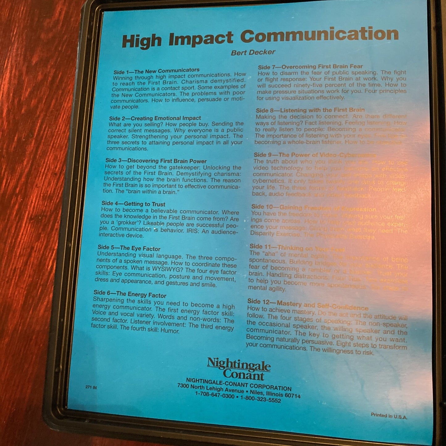 Bert Decker High Impact Communication Nightengale Conant Training Cassette 