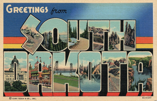 South Dakota SD Large Letter  Postcard