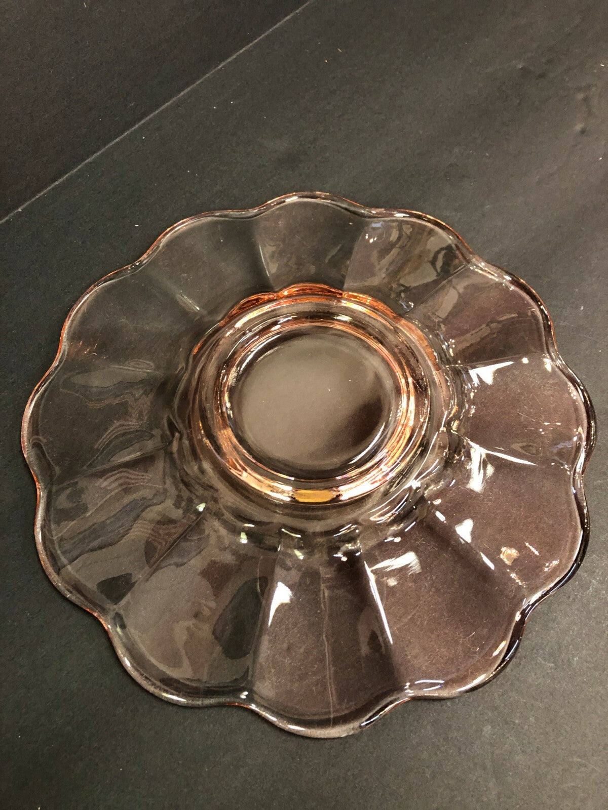 Pink Depression Glass Scalloped Dish 8" round
