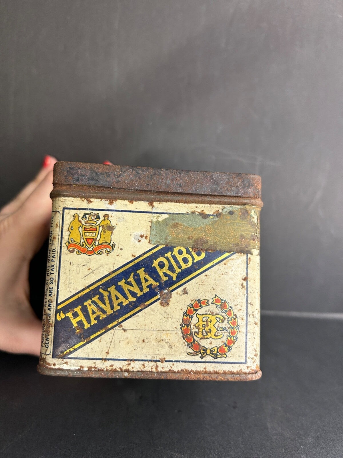 VTG Londres Havana Ribbon Tobacco Tin Ribbon Cigar Metal Box Philadelphia