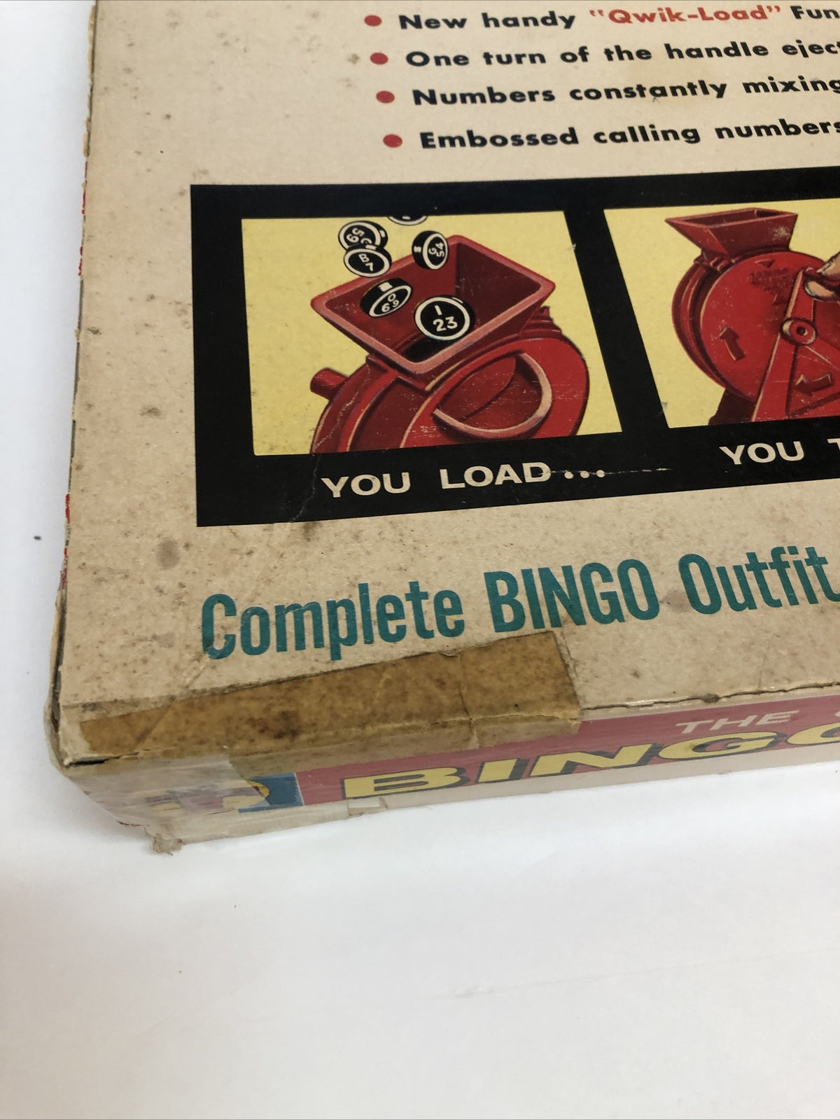 Vintage original TRANSOGRAM BINGO-MATIC GAME WITH RED QUICK-LOAD FUNNEL 