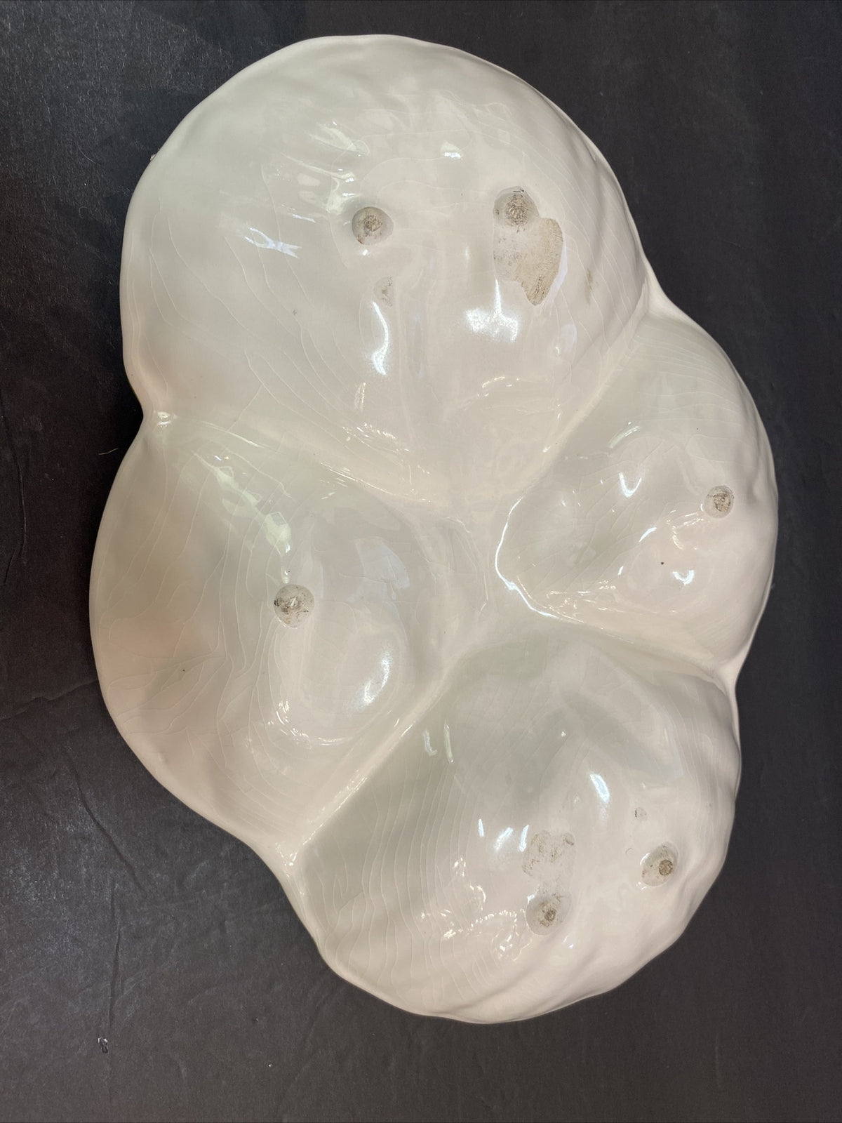 Vintage Los Angeles Potteries Mushroom Divided Serving Bowl #960 California USA