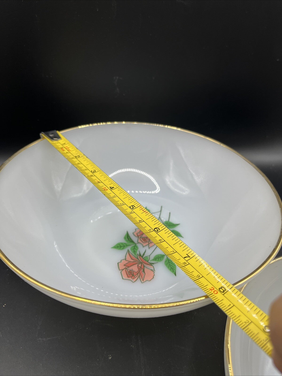 2-VINTAGE Fire King Pink  "ANNIVERSARY ROSE" Round Vegetable Bowls