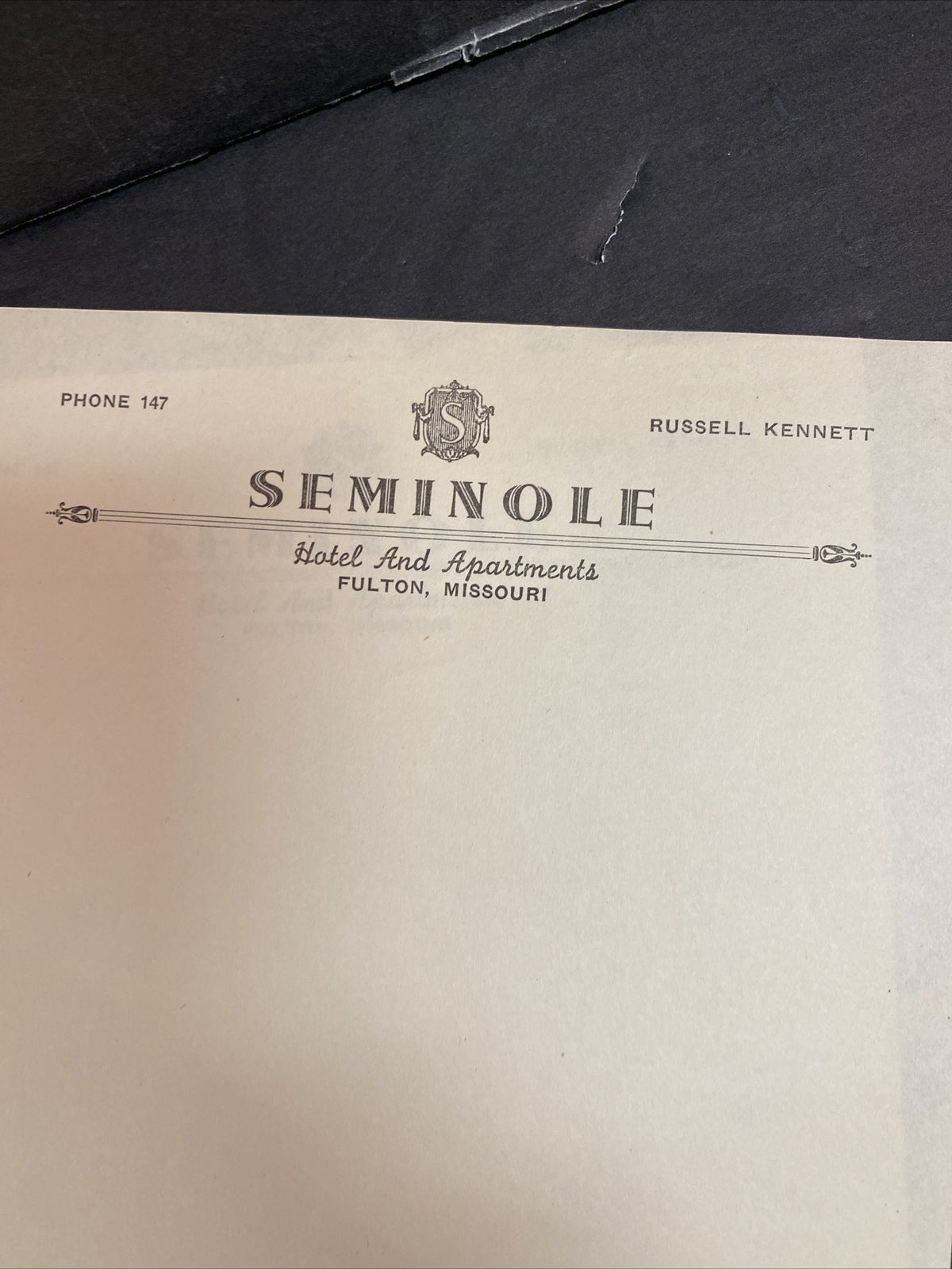 7 Vintage Stationary  Seminole Hotel Apartments Fulton MO Missouri