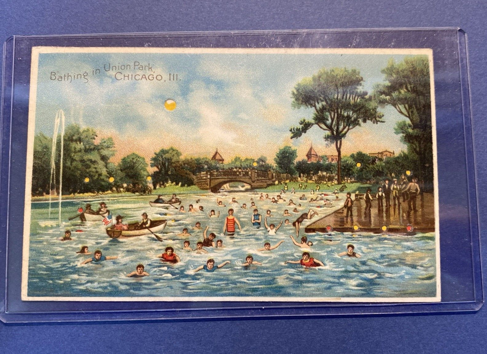 HTL Hold to the Light Bathing in Union Park Chicago IL Illinois Vintage Postcard