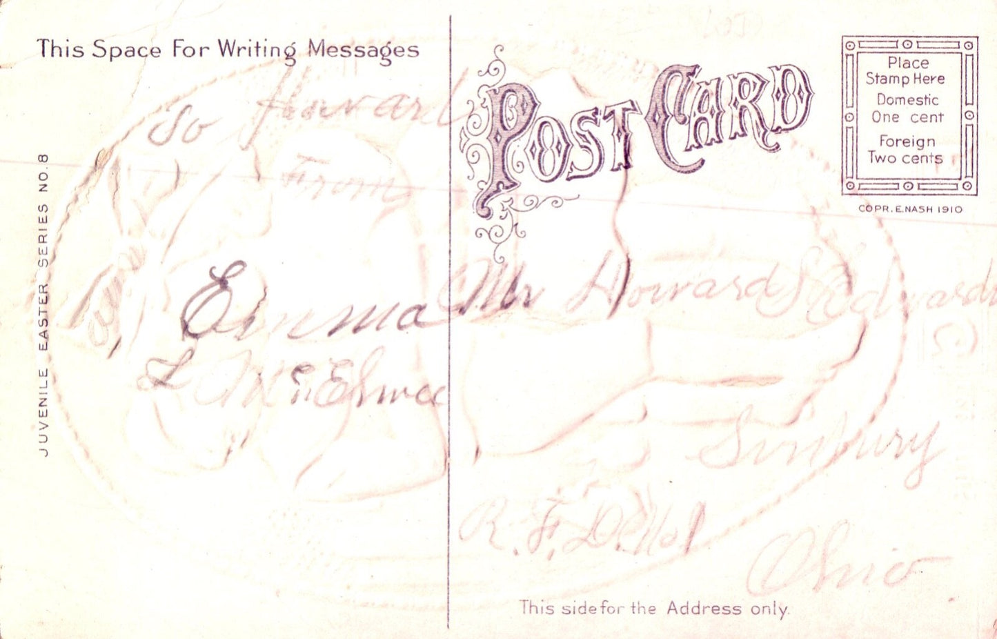 Easter Greetings Children Dancing with Easter Eggs Vintage Easter Postcard