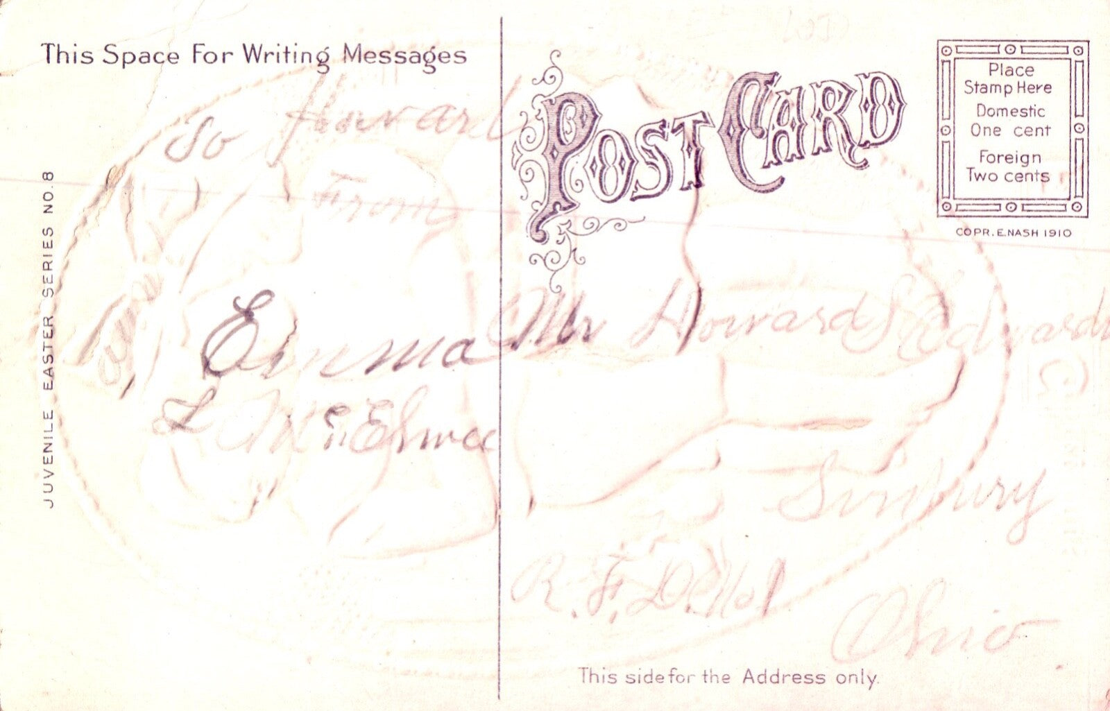 Easter Greetings Children Dancing with Easter Eggs Vintage Easter Postcard