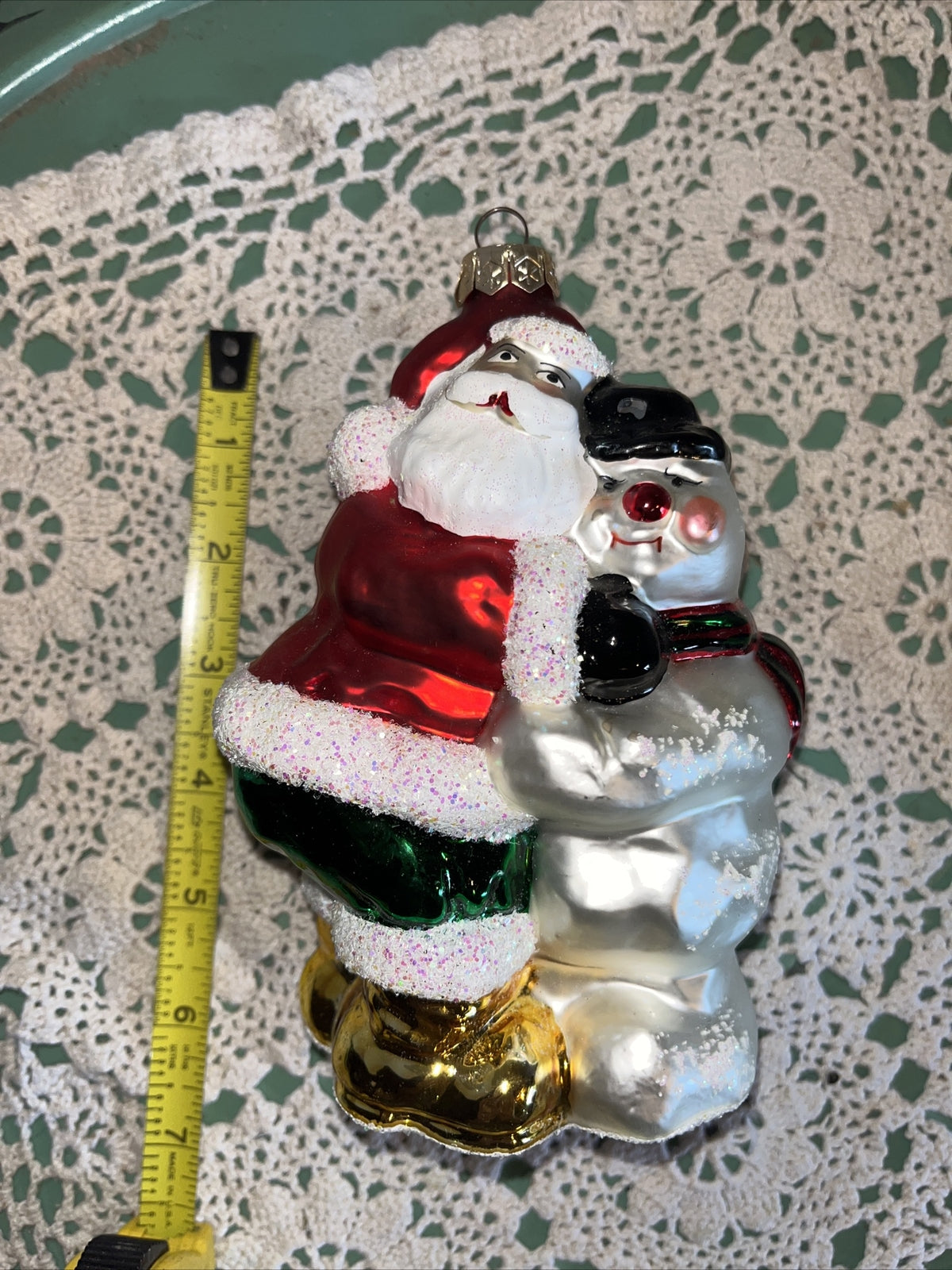 Vintage Santa & Snowman Mercury Glass Christmas Ornaments 