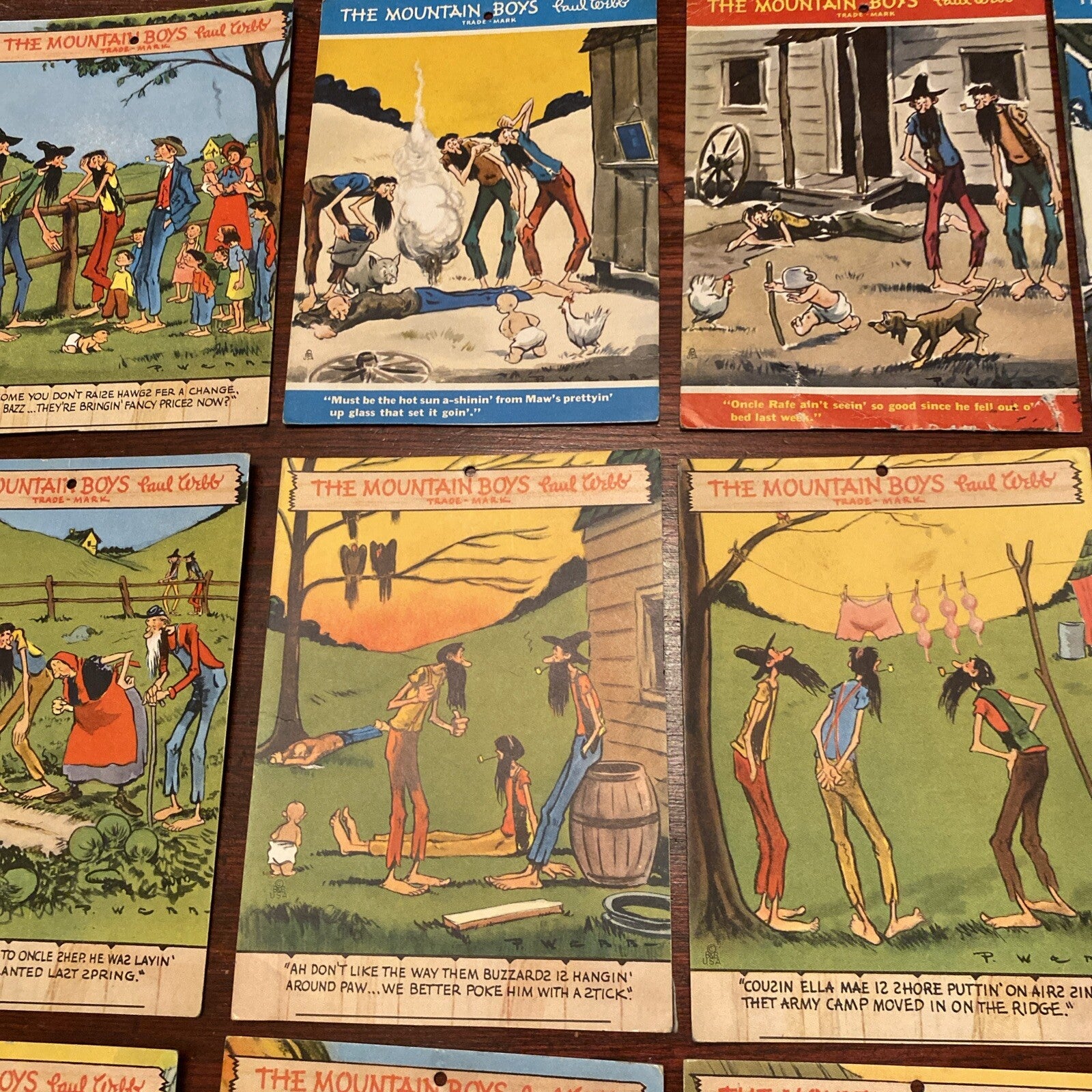 17 Vintage The Mountain Boys Paul Webb Caricatured Cartoon Comic Ink Blotter