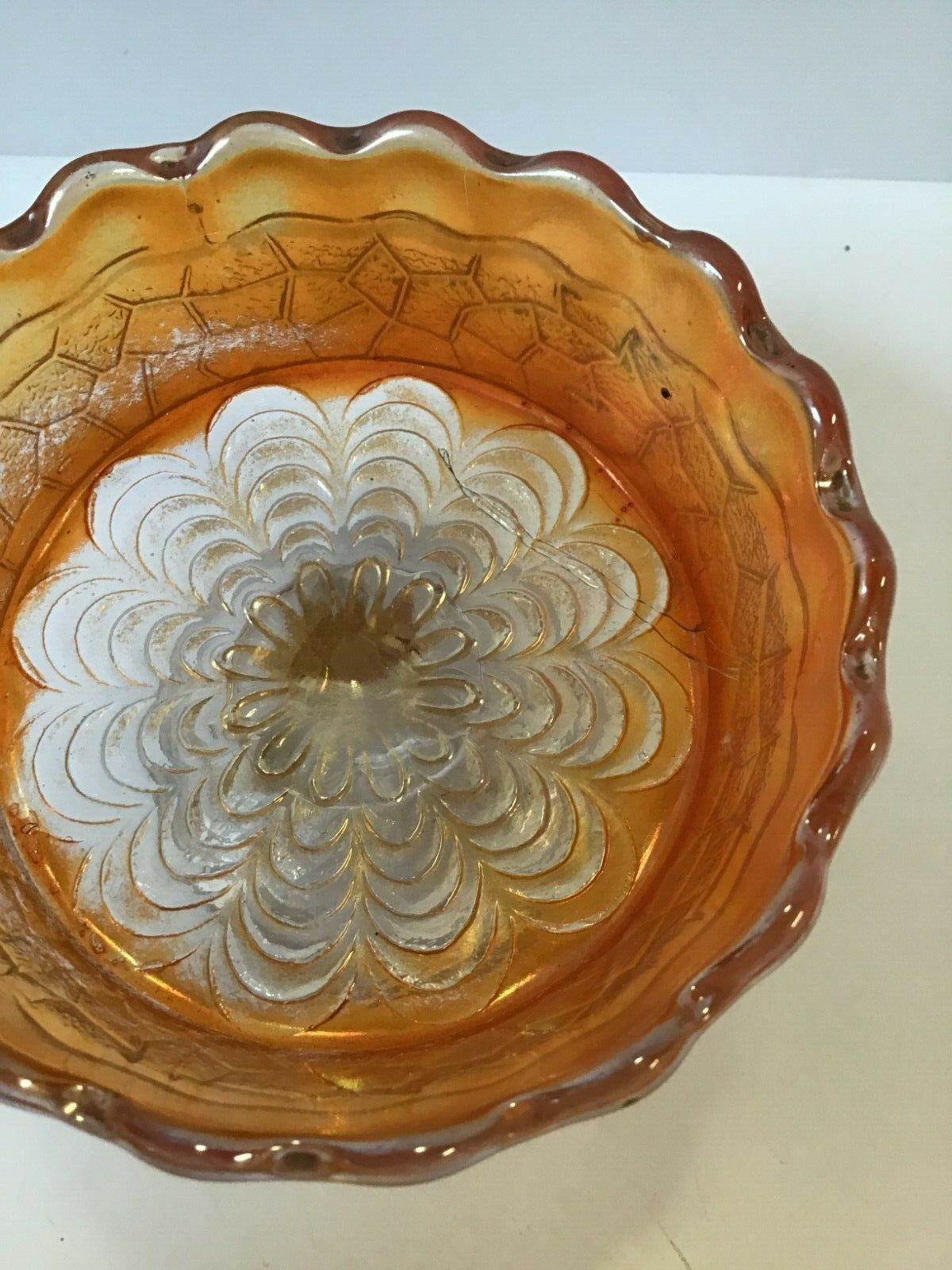 Marigold 3" Stemmed Footed Ice Cream Dish Iridescent Carnival Glass
