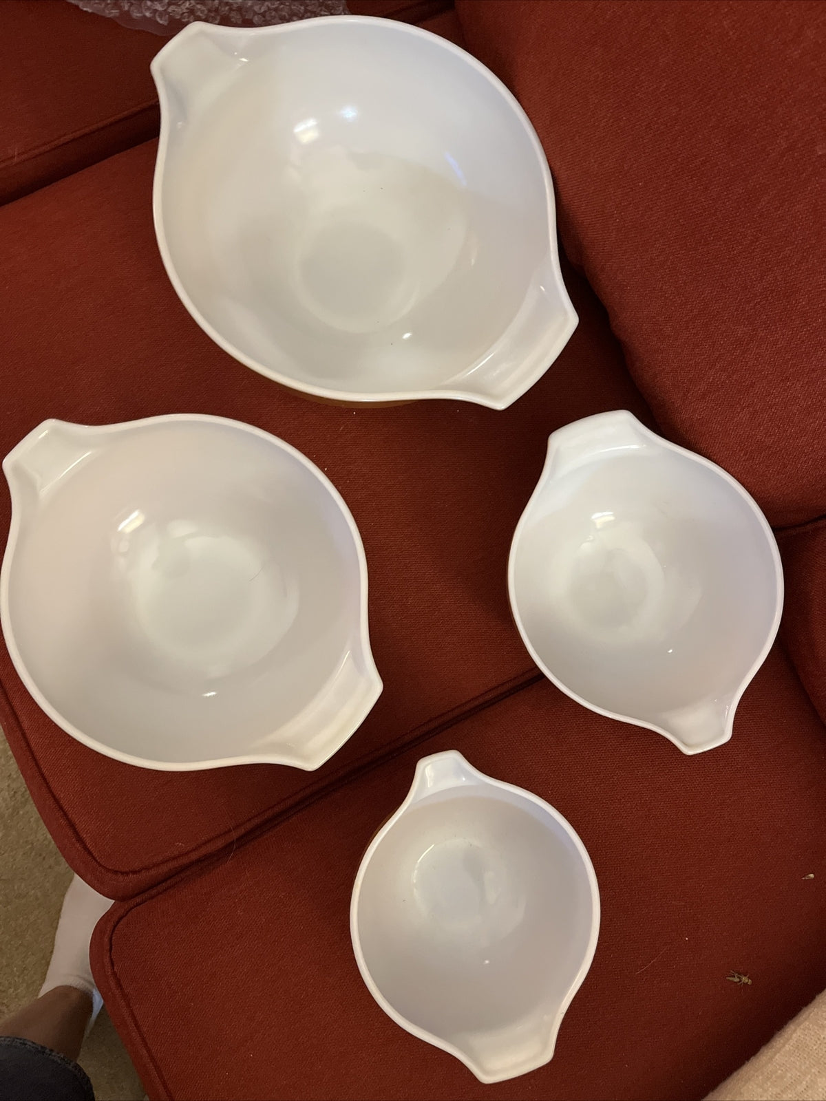 Pyrex Nesting Cinderella Mixing Bowls Old Orchard Set of (4) 441 442 443 444