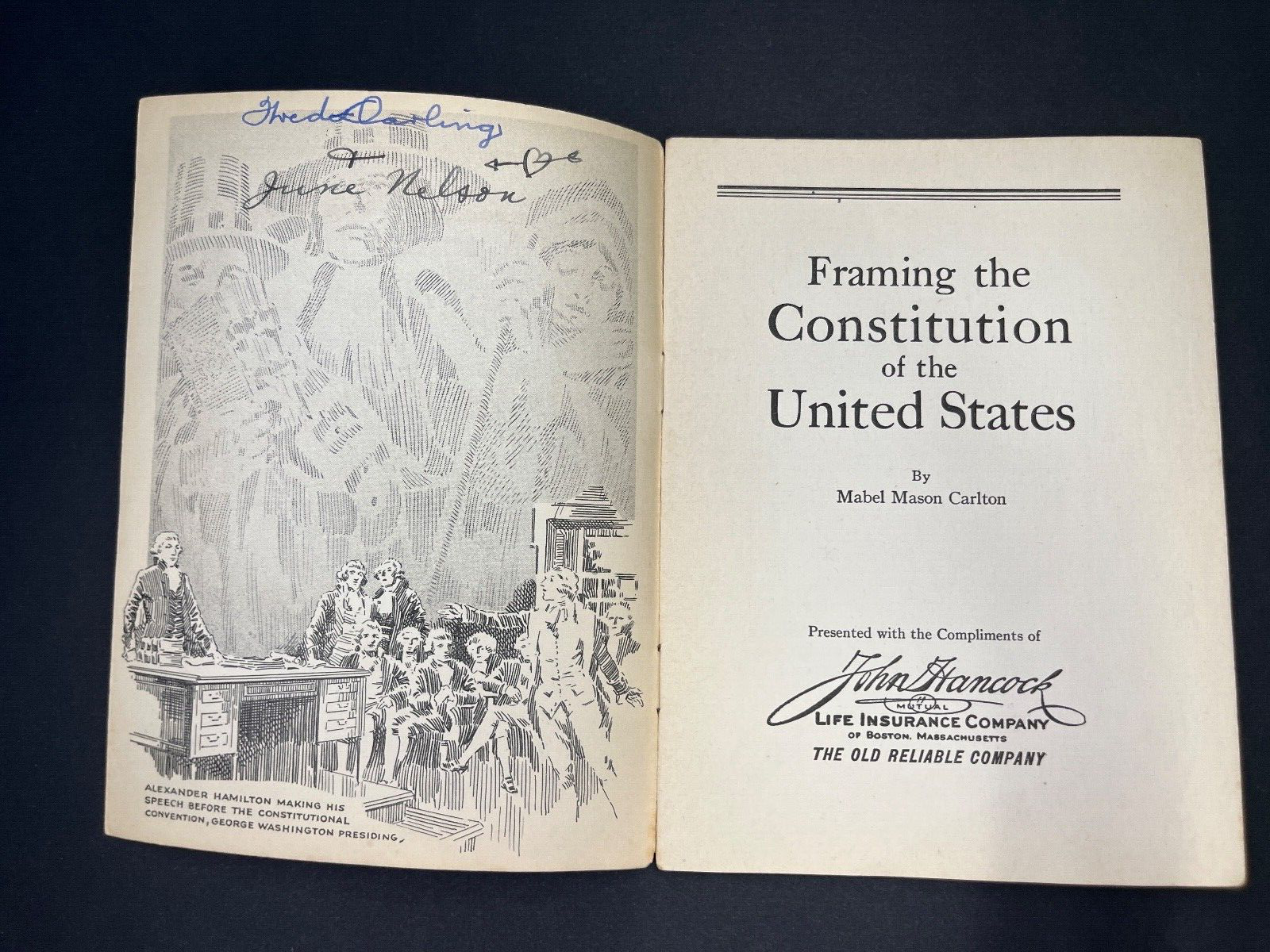 Vintage "Framing the Constitution" John Hancock Life Insurance Ad Book