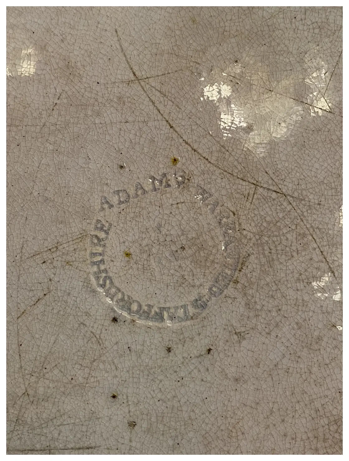 c1860 Staffordshire Adams Blue Willow Antique Platter 17" x 13" White