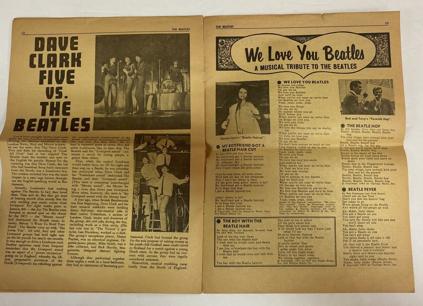 1964 BEATLES SONGS MAGAZINE PUBLICATION BY CHARLTON Vol 1 No 2 
