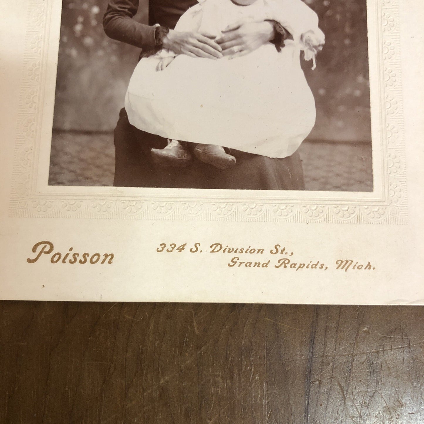 Victorian Real Photo CDV Woman Holds Child on Lap Poisson Grand Rapids MI MICH