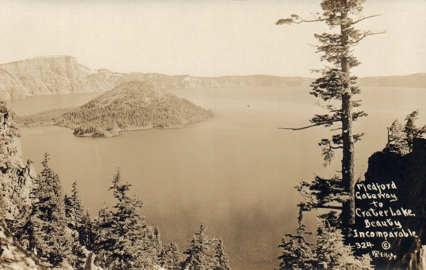 Medford Gateway to Crater Lake Oregon OR Real Photo Post Card RPPC Patterson
