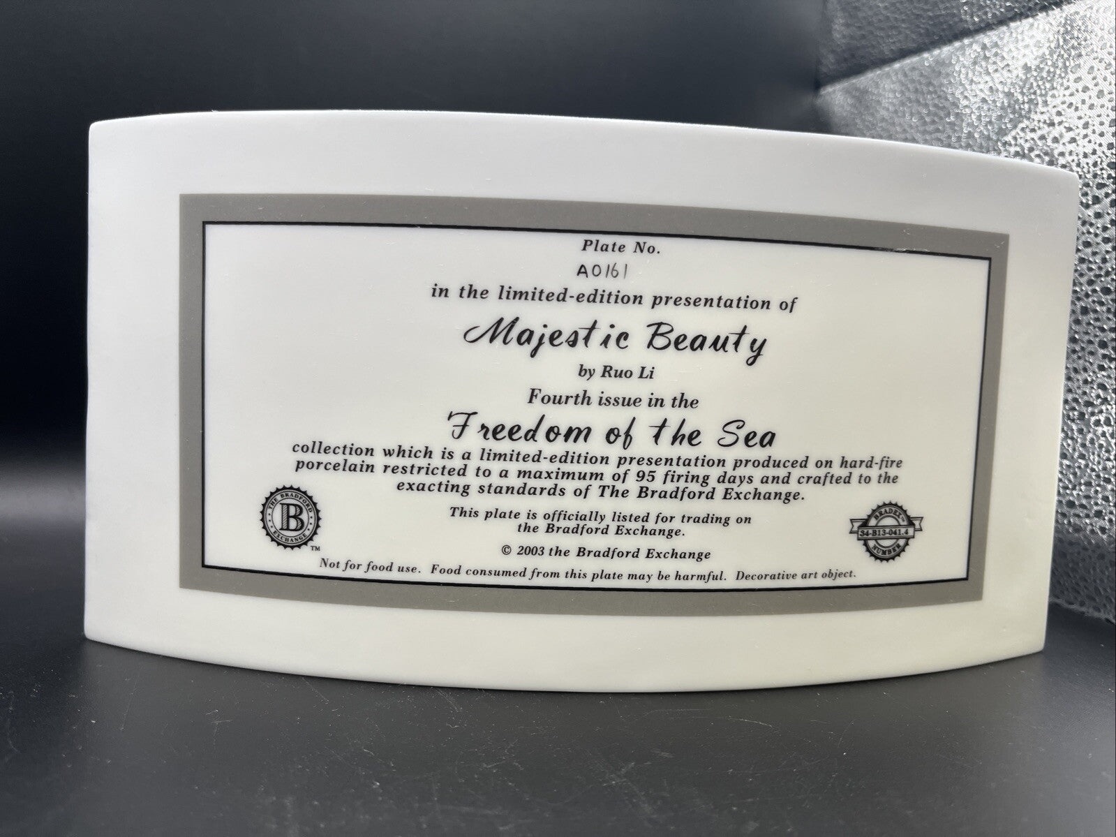 Bradford Majestic Beauty Freedom of The Sea Horse Plate Ltd Ed A0161