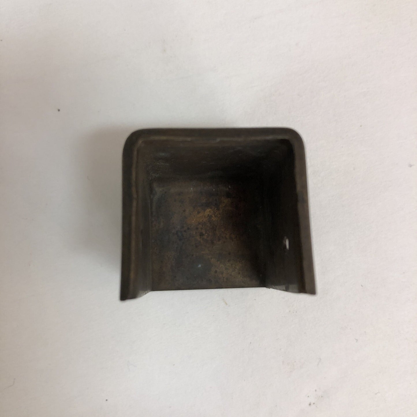 SINGLE ANTIQUE VINTAGE MID-CENTURY BRASS FURNITURE CUBE FOOT COVERS SALVAGE