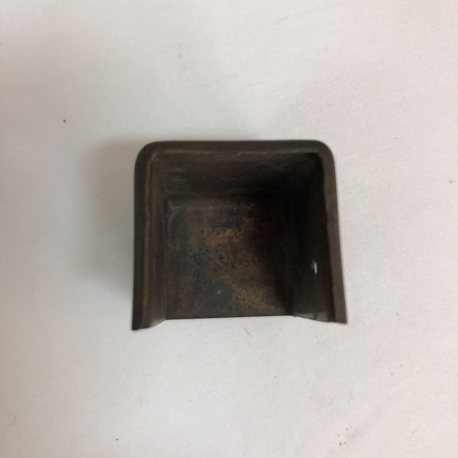 SINGLE ANTIQUE VINTAGE MID-CENTURY BRASS FURNITURE CUBE FOOT COVERS SALVAGE