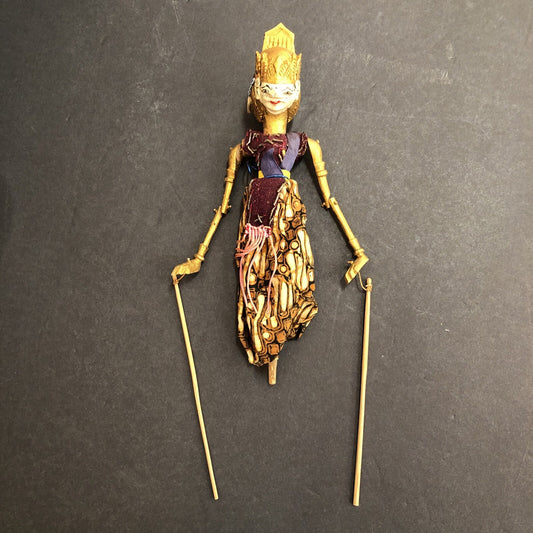 Vintage Wooden Egyptian Red Black Hat Gold Hand Puppet