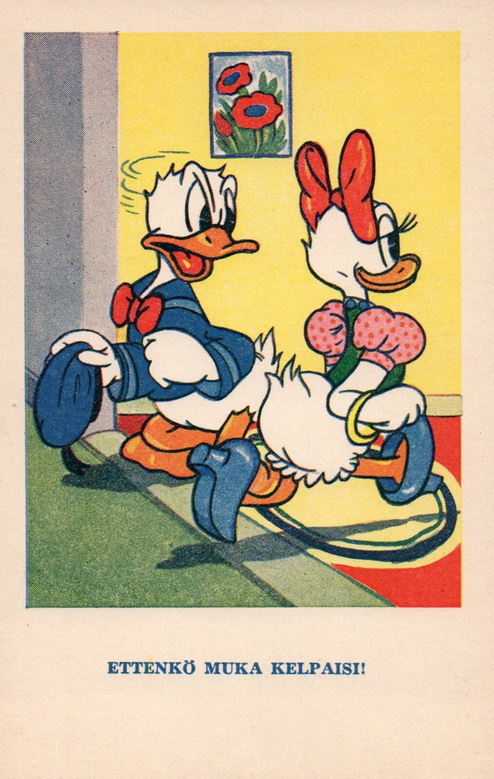 Finnish Donald Duck & Daisy Duck "I Guess It Wouldn't Work!" Disney Postcard