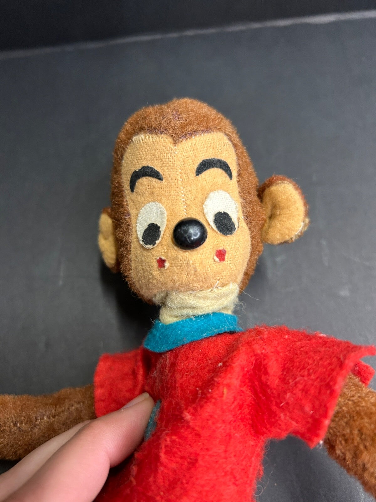 Vintage Dream Pets R Dakin Brown Plush MONKEY Toy Red Shirt Blue Pants Japan