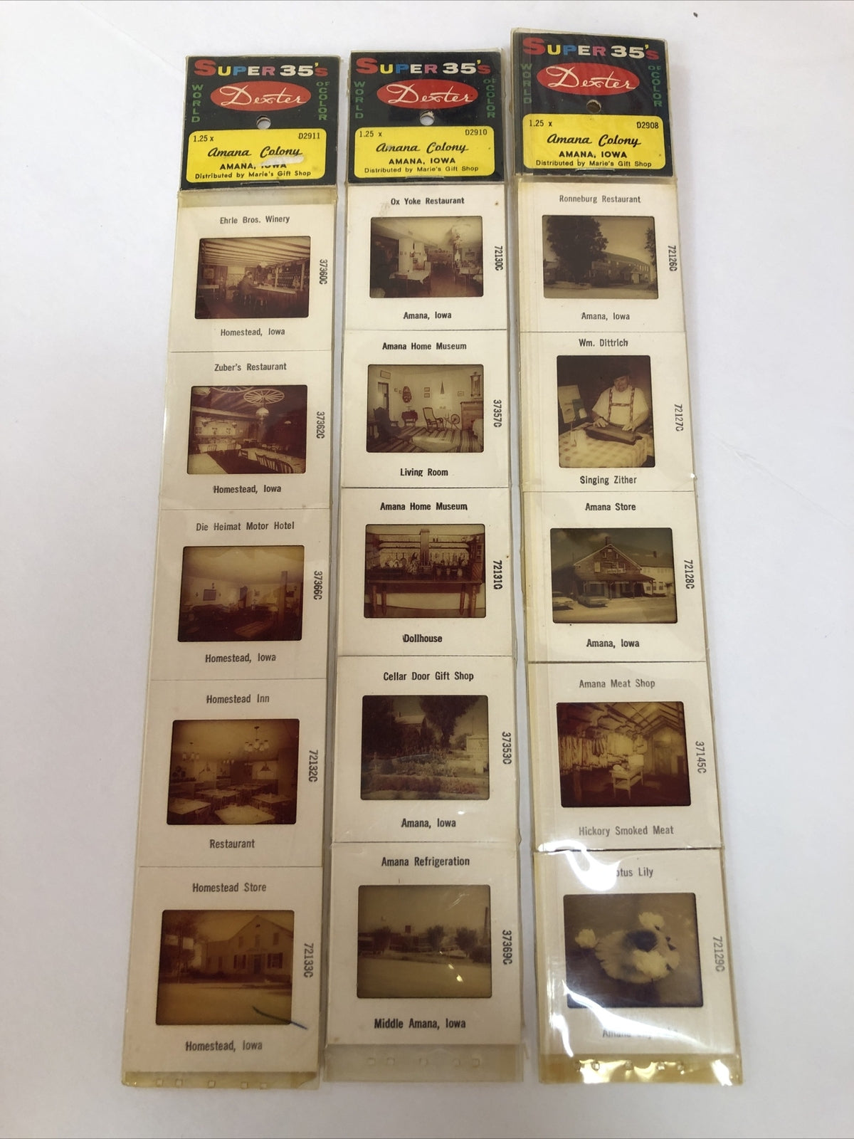 15 Different Vintage Pana-vue Slides Amana Colony and Homestead Iowa 