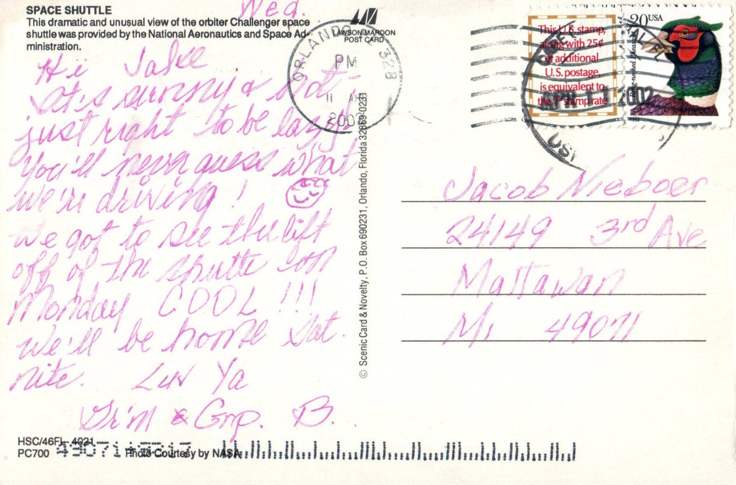 Orbiter Challenge Space Shuttle NASA Space Postcard