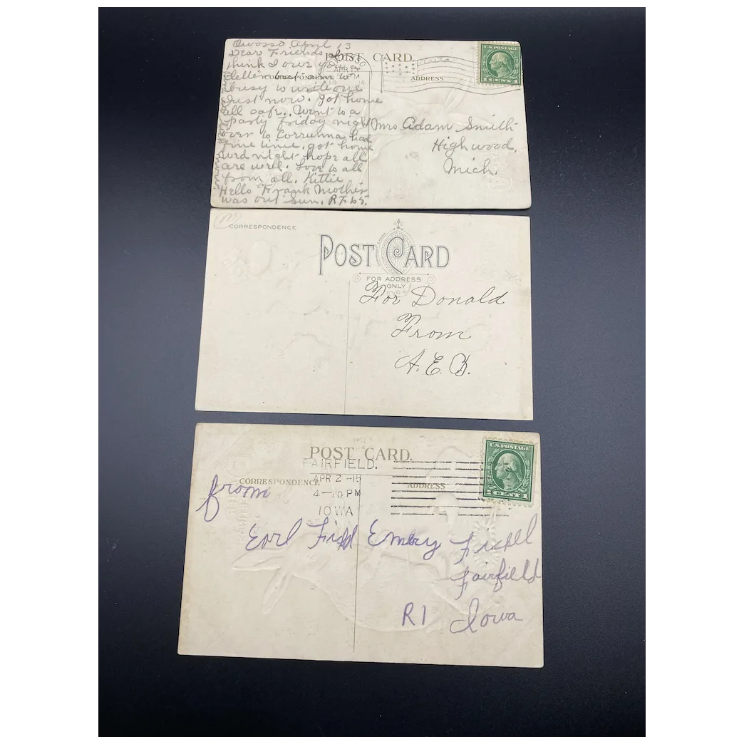 Lot of Three Easter Bunny & Chicks Easter Greetings Vintage Easter Postcards