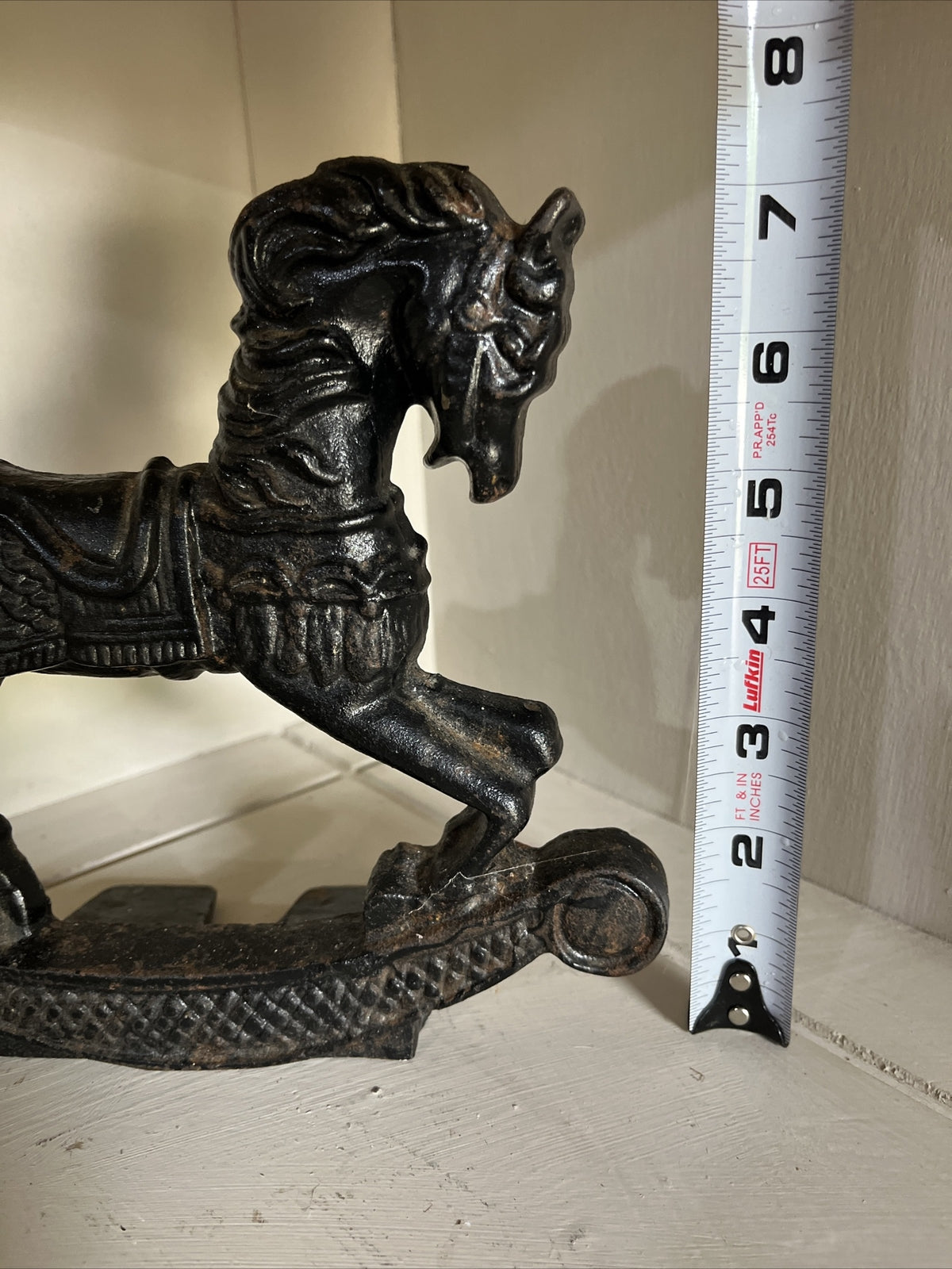 Vintage Cast Iron Rocking Horse Door Stop- Art Mark Chicago 1991