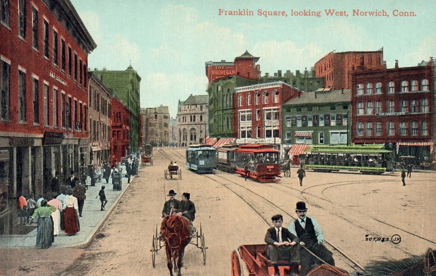 Franklin Square Looking West in Norwich CT Connecticut Postcard