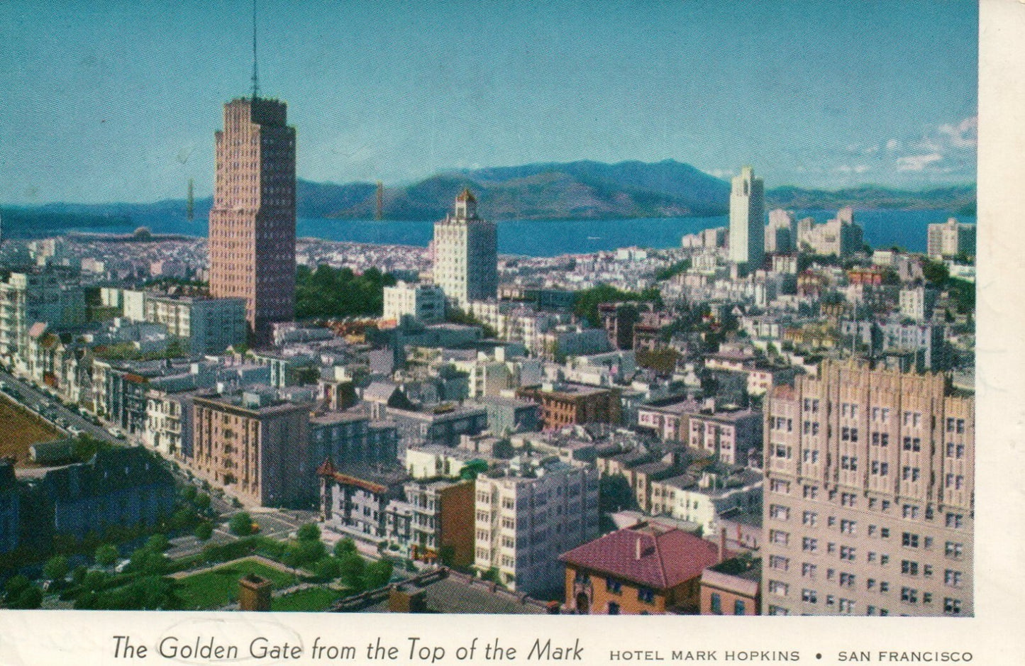 Golden Gate from Top of the Mark Hotel Mark Hopkins San Francisco CA Postcard