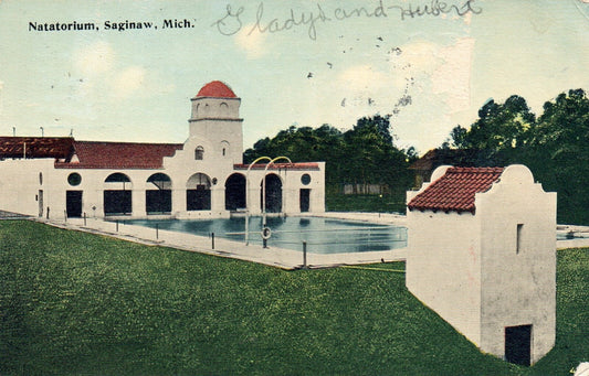 Natatorium Pool in Saginaw MI Michigan Mich Postcard