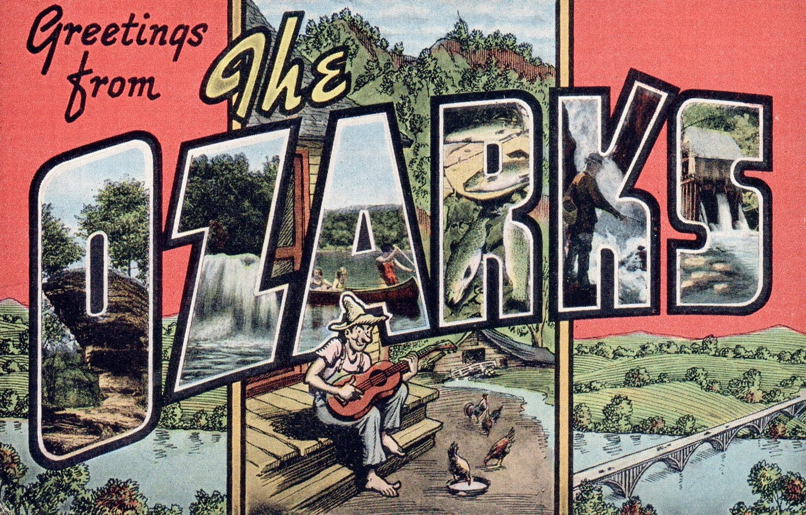 Large Letter Greetings From the Ozark Mountains Postcard