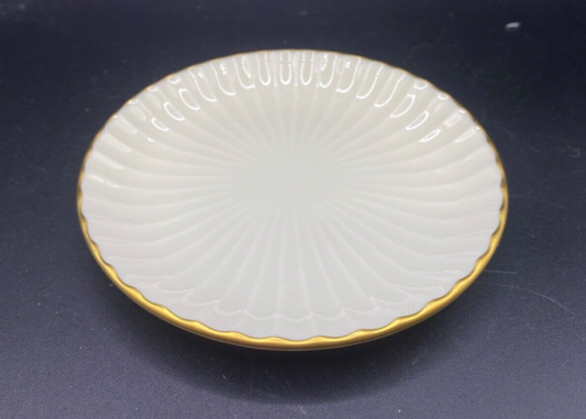 4" Lenox  Butter Plate with Scalloped Gold & Ivory Jewelry Trinket Candle