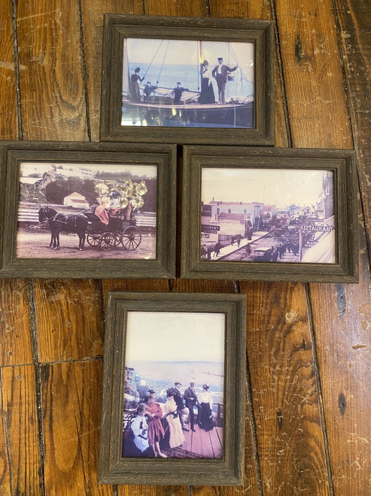Vintage four Framed photographs Mackinac Mackinaw Island Hotel Motel MI Michigan