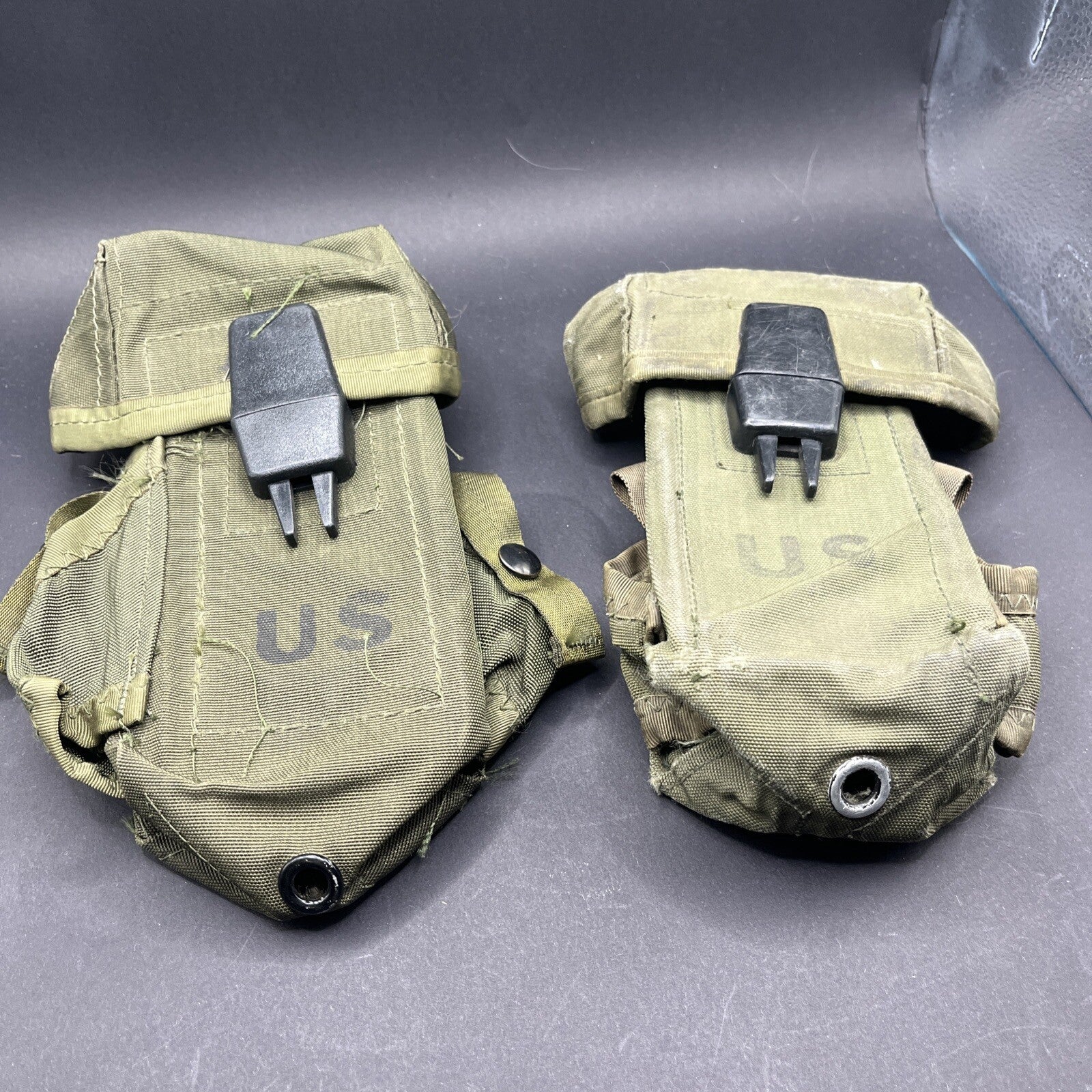 US Military Ammo Pouch Case Small Arms Canvas w/ Alice Clips Lot Of 2