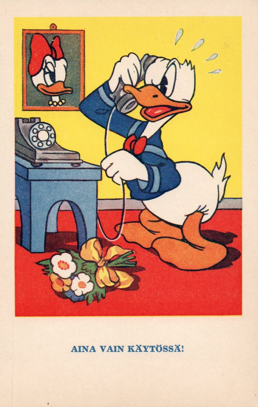 Finnish Donald Duck Always in Use! Vintage Foreign Disney Cartoon Postcard