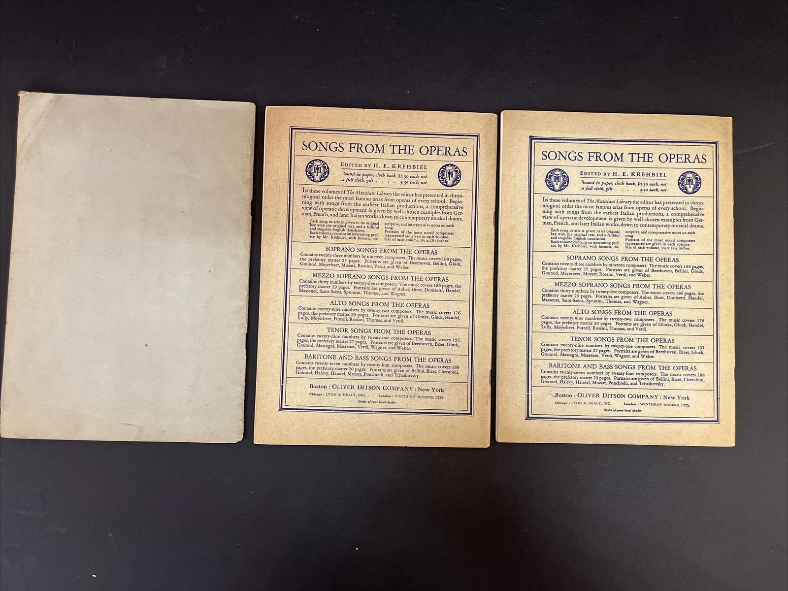 Lot of 3 Opera Libretto Songbooks