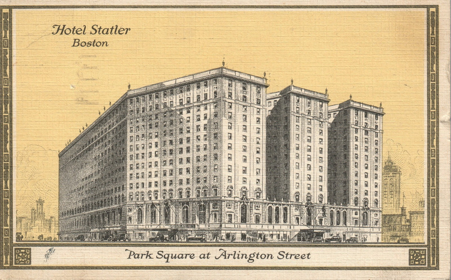 Hotel Statler Boston Mass Park Square Arlington Street Postcard