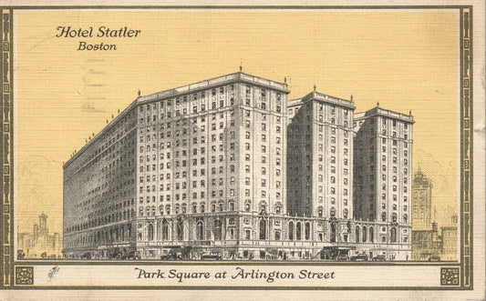 Hotel Statler Boston Mass Park Square Arlington Street Postcard